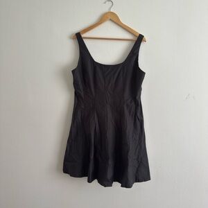 Banana Republic Black Sleeveless Scoop Neck Pleated Mini Sundress